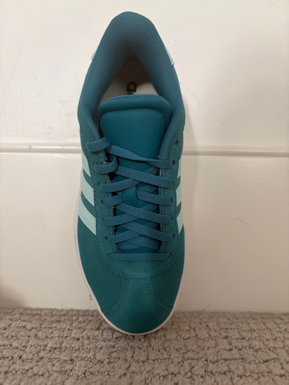 adidas Teal Platform Sneakers with Light Mint Stripes - Picture 3 of 3